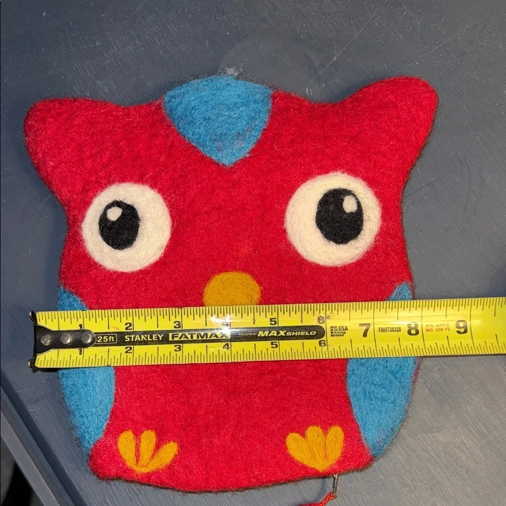 Colorful Owl wool from Nepal purse, pouch, bag, unique, pencil case, colorful